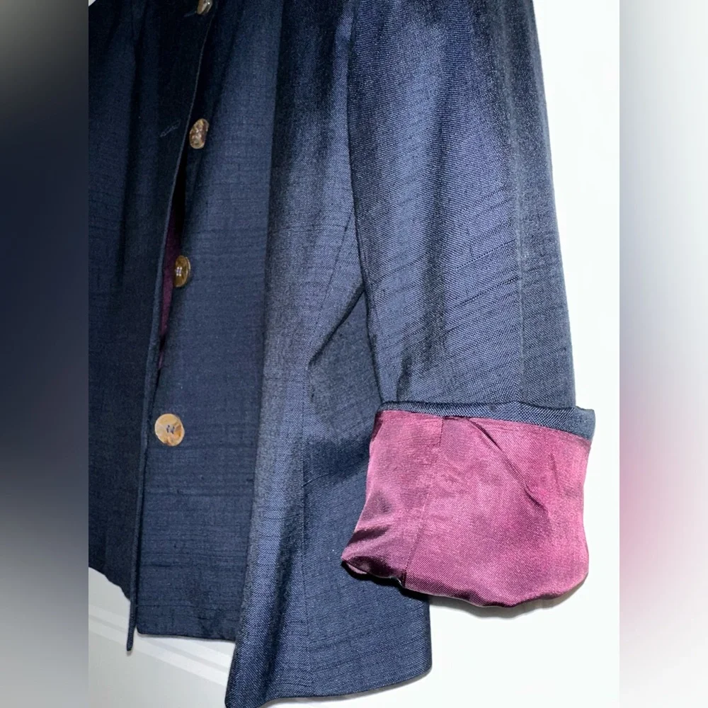 Vintage Women’s Christian Dior The Suit Tailored Jacket Navy Linen MOP Buttons